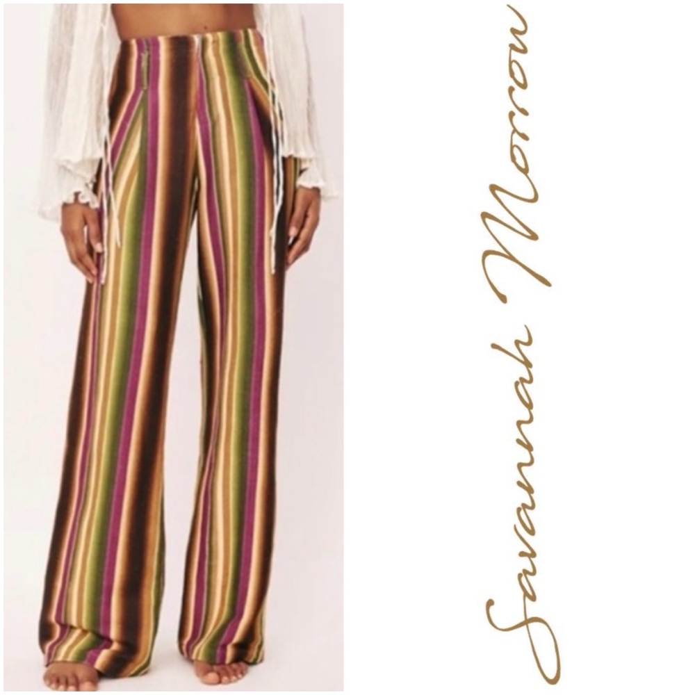 NWT $485 Savannah Morrow Ana Pants Prism Striped Size Large 29.5” Waist
